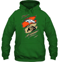 Load image into Gallery viewer, Denver Broncos and Colorado Buffaloes layer under ripped shirt