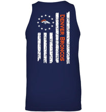Load image into Gallery viewer, Denver Broncos star american flag on back shirt
