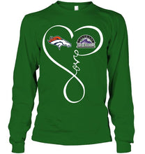 Load image into Gallery viewer, Denver Broncos Colorado Rockies love heart shirt