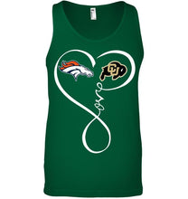 Load image into Gallery viewer, Denver Broncos Colorado Buffaloes love heart shirt
