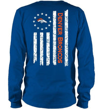 Load image into Gallery viewer, Denver Broncos star american flag on back shirt