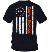 Load image into Gallery viewer, Denver Broncos star american flag on back shirt