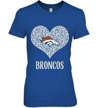 Load image into Gallery viewer, Denver Broncos heart floral pattern shirt