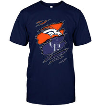 Load image into Gallery viewer, Denver Broncos and Colorado Rockies layer under ripped shirt