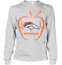 Load image into Gallery viewer, Denver Broncos heartbeat teacher apple shirt