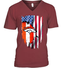 Load image into Gallery viewer, Denver Broncos flag ripped american flag shirt