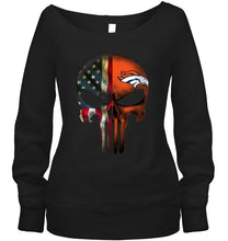 Load image into Gallery viewer, Denver Broncos skull american flag shirt