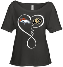 Load image into Gallery viewer, Denver Broncos Colorado Buffaloes love heart shirt