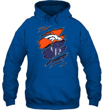 Load image into Gallery viewer, Denver Broncos and Colorado Rockies layer under ripped shirt