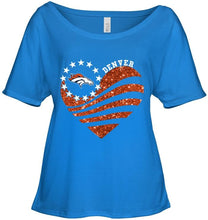 Load image into Gallery viewer, Denver Broncos glitter heart shirt