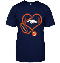 Load image into Gallery viewer, Denver Broncos nurse scope love heartbeat shirt