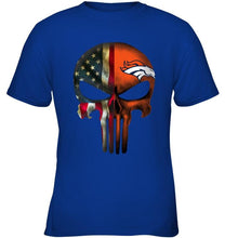 Load image into Gallery viewer, Denver Broncos skull american flag shirt