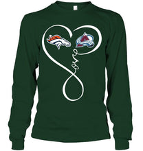 Load image into Gallery viewer, Denver Broncos Colorado Avalanche love heart shirt