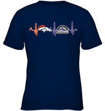 Load image into Gallery viewer, Denver Broncos Colorado Rockies heartbeat shirt