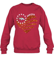 Load image into Gallery viewer, Denver Broncos glitter heart shirt