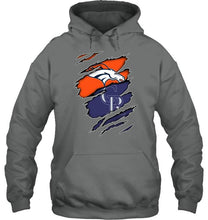 Load image into Gallery viewer, Denver Broncos and Colorado Rockies layer under ripped shirt