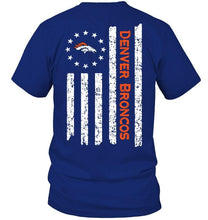 Load image into Gallery viewer, Denver Broncos star american flag on back shirt