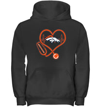Load image into Gallery viewer, Denver Broncos nurse scope love heartbeat shirt