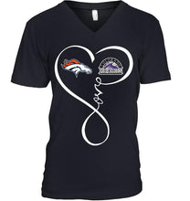 Load image into Gallery viewer, Denver Broncos Colorado Rockies love heart shirt