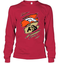 Load image into Gallery viewer, Denver Broncos and Colorado Buffaloes layer under ripped shirt