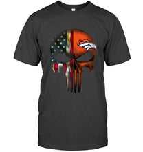 Load image into Gallery viewer, Denver Broncos skull american flag shirt
