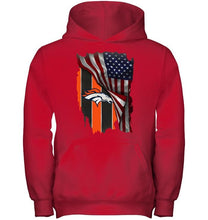Load image into Gallery viewer, Denver Broncos american flag fan hoodie