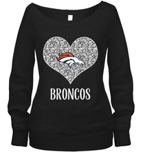 Load image into Gallery viewer, Denver Broncos heart floral pattern shirt
