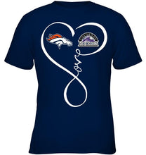 Load image into Gallery viewer, Denver Broncos Colorado Rockies love heart shirt