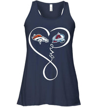 Load image into Gallery viewer, Denver Broncos Colorado Avalanche love heart shirt