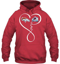 Load image into Gallery viewer, Denver Broncos Colorado Avalanche love heart shirt
