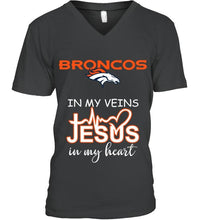 Load image into Gallery viewer, Denver Broncos in my veins jesus in my heart shirt
