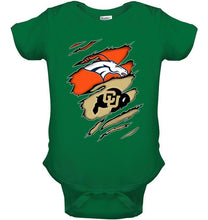 Load image into Gallery viewer, Denver Broncos and Colorado Buffaloes layer under ripped shirt