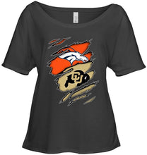 Load image into Gallery viewer, Denver Broncos and Colorado Buffaloes layer under ripped shirt