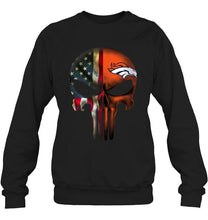 Load image into Gallery viewer, Denver Broncos skull american flag shirt