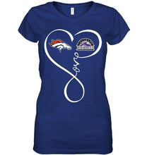 Load image into Gallery viewer, Denver Broncos Colorado Rockies love heart shirt