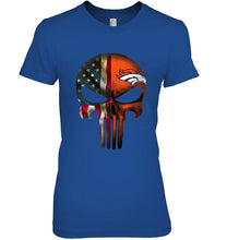 Load image into Gallery viewer, Denver Broncos skull american flag shirt