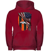 Load image into Gallery viewer, Denver Broncos american flag fan hoodie