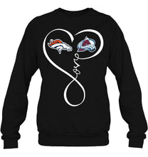 Load image into Gallery viewer, Denver Broncos Colorado Avalanche love heart shirt