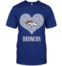 Load image into Gallery viewer, Denver Broncos heart floral pattern shirt