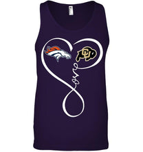 Load image into Gallery viewer, Denver Broncos Colorado Buffaloes love heart shirt