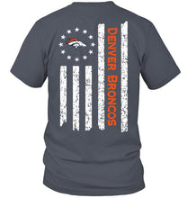 Load image into Gallery viewer, Denver Broncos star american flag on back shirt
