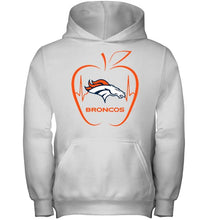 Load image into Gallery viewer, Denver Broncos heartbeat teacher apple shirt