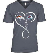 Load image into Gallery viewer, Denver Broncos Colorado Avalanche love heart shirt
