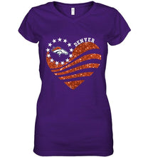 Load image into Gallery viewer, Denver Broncos glitter heart shirt