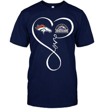 Load image into Gallery viewer, Denver Broncos Colorado Rockies love heart shirt