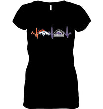 Load image into Gallery viewer, Denver Broncos Colorado Rockies heartbeat shirt