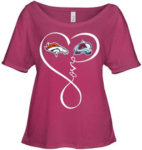 Load image into Gallery viewer, Denver Broncos Colorado Avalanche love heart shirt