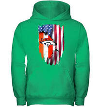 Load image into Gallery viewer, Denver Broncos flag ripped american flag shirt