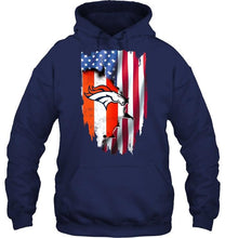 Load image into Gallery viewer, Denver Broncos flag ripped american flag shirt