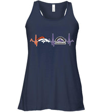 Load image into Gallery viewer, Denver Broncos Colorado Rockies heartbeat shirt